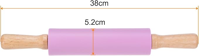 HARFINGTON 2pcs Silicone Rolling Pins for Baking 14.96 Inch Non-Stick Silicone Surface Wooden Handle Rolling Pin Small Roller Playdough Rolling Pins for Fondant Kitchen Dough Pizza, Purple