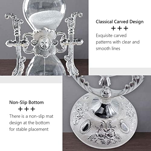 Vintage Embossed Hourglass Sand Timer Decor,8.38inch,15Min,360° Rotating