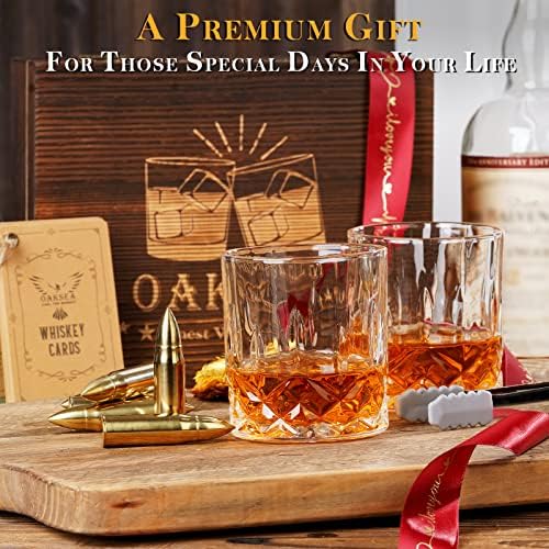 Gifts for Men Dad Husband, Father's Day Anniversary Birthday Gifts for Him Boyfriend, Reusable Stainless Steel Whiskey Stones and Whiskey Glasses Set, Cool Burbon Scotch Cocktail Set Gifts