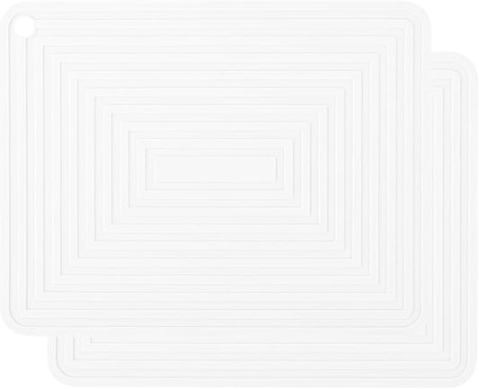 Silicone Trivet Mats for Hot Pots & Pans & Dishes, Hot Pads for Kitchen, Multipurpose Heat Resistant Mat for Kitchen Counter, Durable & Flexible Silicone Pot Holders Set 2 Rectangular White