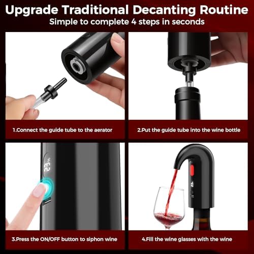 Automatic Electric Wine Aerator Pourer and Wine Decanter Pump, Inky