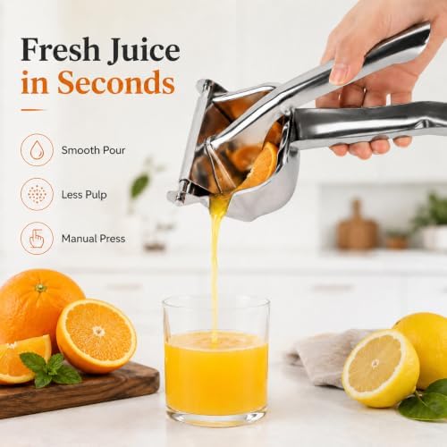 Manual Fruit Juice Squeezer, 304 Stainless Steel Hand Citrus Press