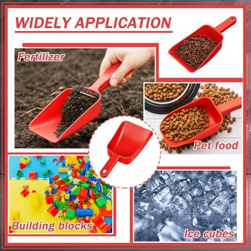 Relaxweex 4 Pack Large Plastic Ice Scoop, Utility Hand Shovel, Red, 32 oz