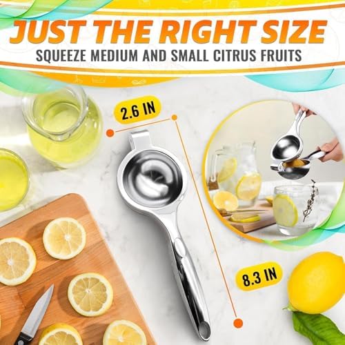 Stainless Steel Lemon Squeezer, 8.3 Inch Manual Hand Juicer (Silver)