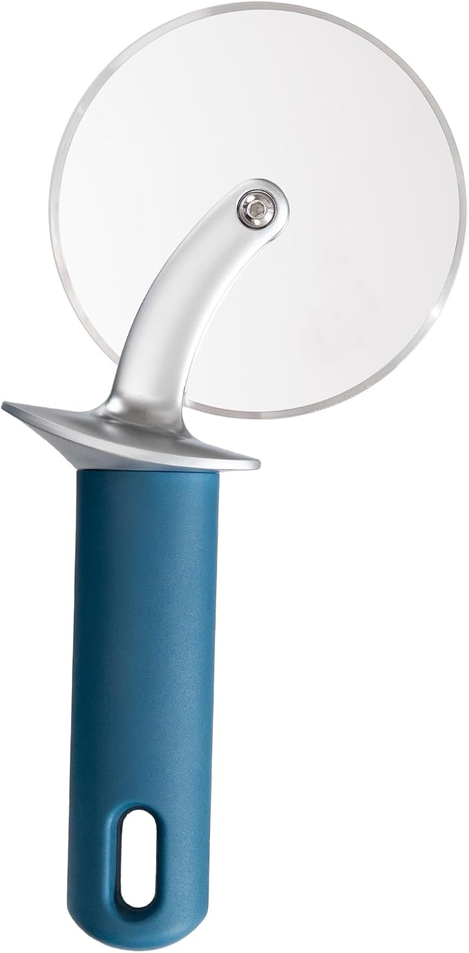 OOU Pizza Cutter, Stainless Steel Wheel Slicer with Premium Zinc Alloy Construction, Ergonomic TPE Non-Slip Grip Handle, Dishwasher Safe, Blue