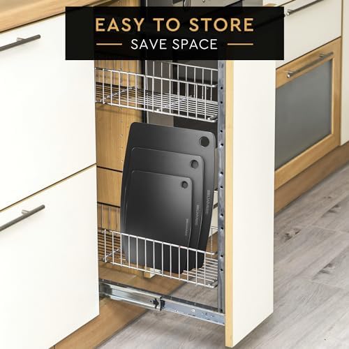 Dishwasher Safe Cutting Boards for Kitchen - Extra Large Composite Wood Cutting Boards - Thin, BPA Free & Eco-Friendly Chopping Board (18 x 12 Inch, Slate Black)