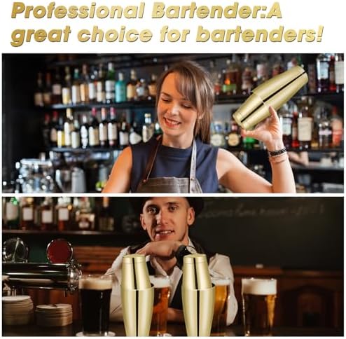 Sabary 12 Pcs Shakers Bartending Boston Cocktail Shaker, Gold