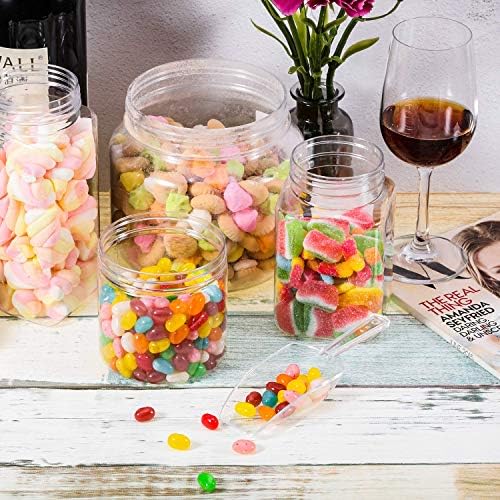 HESTYA 8 Pcs Multi Purpose Clear Plastic Scoops for Candy Buffet Acrylic Kitchen Ice Food Popcorn Scoops for Protein Powders, Ice Cream, Coffee, Tea Jar, 6.7 Inch