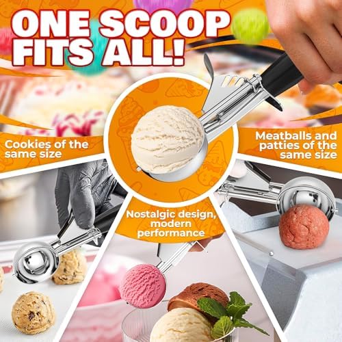 0.8 Oz Ice Cream Scoop with Trigger #40, Stainless Steel Portion Scoop