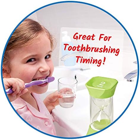 hand2mind Green Jumbo Sand Timers, 2 Minute Sand Timer, Hourglass Sand Timer with Soft Rubber End Caps Offers Quiet Pausing, Classroom Sand Timers for Kids, Teeth Brushing and Game Timer (Set of 1)