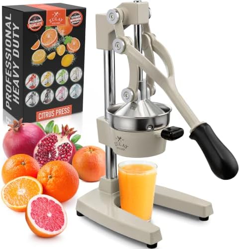 Zulay Kitchen Cast Iron Juicer - Heavy Duty Orange Juicer with Detachable Strainers for Easy Cleaning, Citrus Press for Citrus Fruits, Perfect for Bartenders, Juice Lovers & Health Enthusiasts