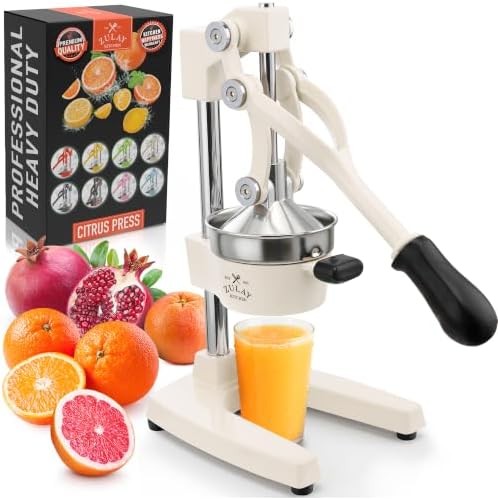 Zulay Kitchen Cast Iron Juicer - Heavy Duty Orange Juicer with Detachable Strainers for Easy Cleaning, Citrus Press for Citrus Fruits, Perfect for Bartenders, Juice Lovers & Health Enthusiasts