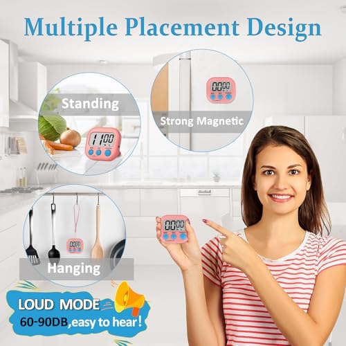 ZILLEEN Digital Kitchen Classroom Timers for Kids Cooking 6pcs Blu Grn Pk
