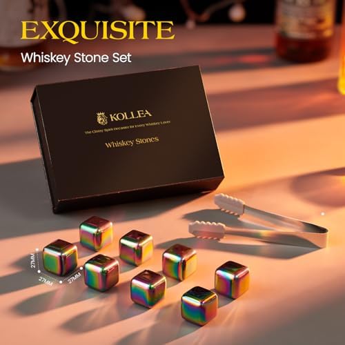 Kollea Whiskey Stones 8-Pack Stainless Steel Chilling Rocks Set, Multicolor
