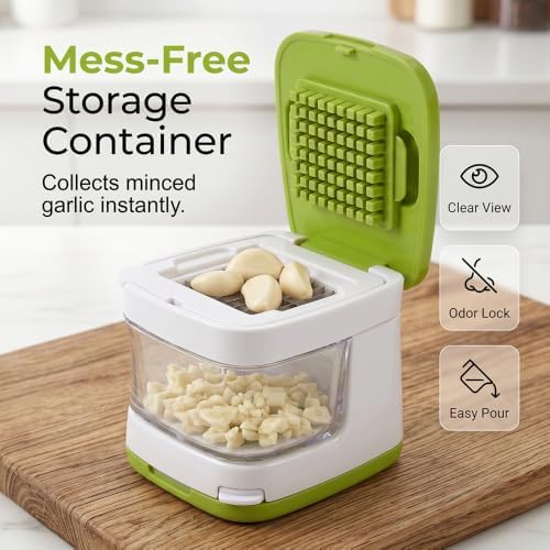 Mini Garlic Chopper and Press with Container (1 Pcs)