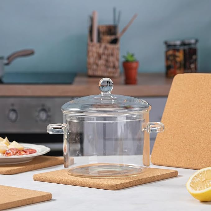 Rectangle Cork Trivets Set - 8 Pack, 12" x 7" x 0.4" Thick, Heat-Resistant Cork Hot Pads for Countertop, Table, and Kitchen, Perfect for Hot Pots and Pans