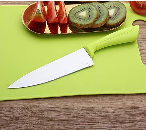 5 Piece Kitchen Knife Set Sharp Stainless Steel Blade, Utility Knife Peeler Paring Vegetable Potato Corer and Peeling with Cutting Board Green & Pink (Green)