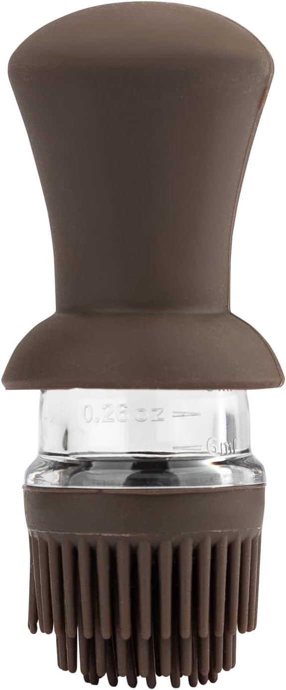 3-in-1 Olive Oil Dispenser Bottle for Kitchen with Brush and Straw Cleaner. Pour, Drizzle or Brush Vinegar, Soy Sauce and Cooking Oil Container. 18.6oz Glass Oil Cruet/Leakproof Spout (Brown)