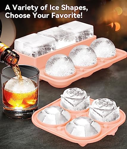Ice Cube Trays with Lids, Large Silicone Ice Molds for Whiskey, Set of 2