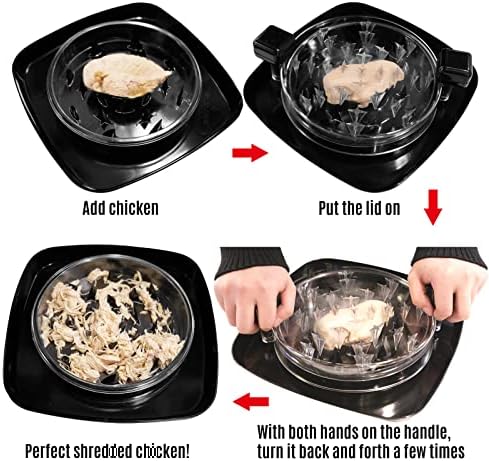 Chicken Shredder，Meat Grinder Alternative to Bear Claws Meat Shredder，Upgraded Non-Slip Larger Sharper Shark Fin Patent Design，Suitable for Pulled Pork, Beef and Chicken-Dishwasher Safe (Black)