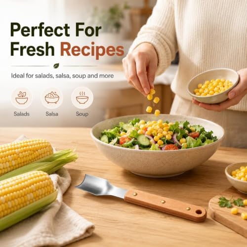 Corn Peeler for Corn on The Cob – Heavy-Duty 304 Stainless Steel Stripper,Rustproof Kernel Remover Tool for Soups,Salsas,Meal Prep,Compact & Easy Clean.（1pcs）