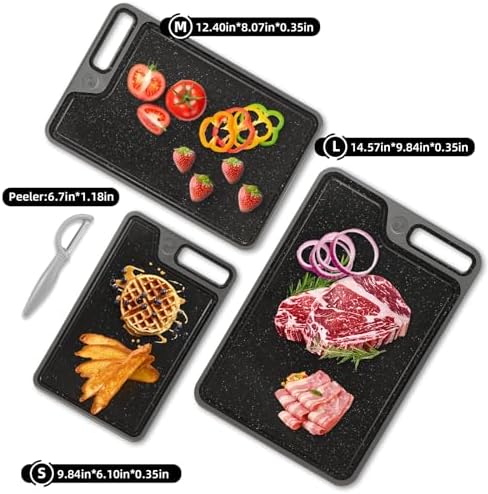 4 Piece Plastic Cutting Board Set for Kitchen Dishwasher Safe,Food Safety, Non-Slip Design, Ideal for Meat and Vegetable Prep
