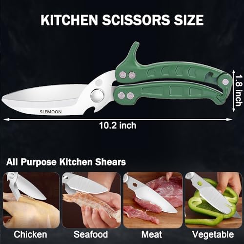 Heavy Duty Kitchen Shears,Poultry Shears with Safety Lock,Green