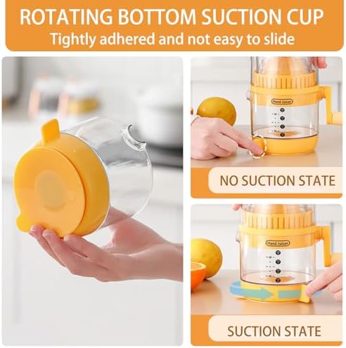 Manual Hand Crank Juicer - Portable Orange Squeezer Manual for Oranges, Lemons & More Hand Operated Fruit Juice Press for Home & Outdoor Use