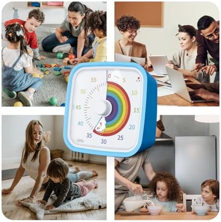 Yunbaoit Rainbow Visual Timer for Kids, 60-min Countdown Timer, Blue