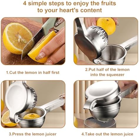 Stainless Steel Juicer Hand Press-Heavy Duty Hand Juicer Manual Juicer Handheld Squeezer Press For Lemon Pomegranate Orange-Kitchen Tool (Stainless steel-A)