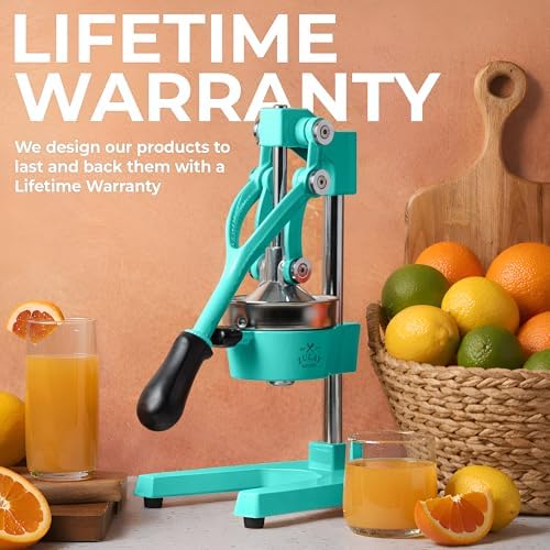 Zulay Kitchen Cast Iron Juicer - Heavy Duty Orange Juicer with Detachable Strainers for Easy Cleaning, Citrus Press for Citrus Fruits, Perfect for Bartenders, Juice Lovers & Health Enthusiasts