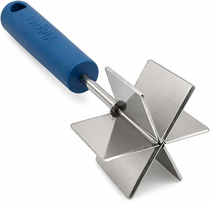 Stainless Steel Meat Chopper, Masher & Cocktail Muddler | Dishwasher Safe | 6-Blade Chopper Tool | Oversized Soft Grip Handle | Heat Resistant Grip | 9" (Lagoon Blue)