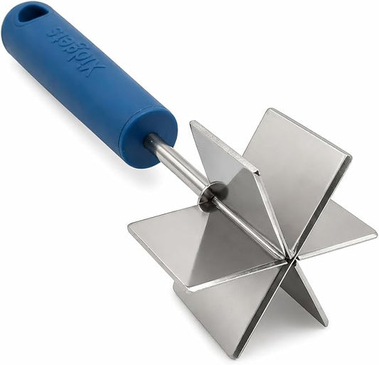 Stainless Steel Meat Chopper, Masher & Cocktail Muddler | Dishwasher Safe | 6-Blade Chopper Tool | Oversized Soft Grip Handle | Heat Resistant Grip | 9" (Lagoon Blue)