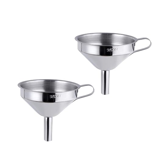 Buyer Star 2PCS Funnel with Detachable Filter,18/8（304） Stainless Steel, Food Grade Metal Kitchen Funnels (Silver)