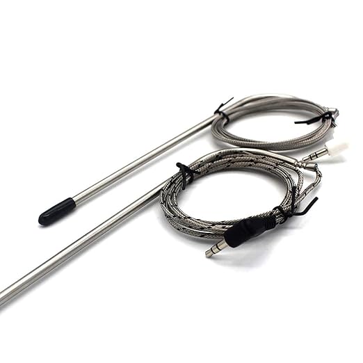 2-Pack Stainless Steel Meat Probe for All Traeger Controllers with Meat Probe Hole, PT1000 High-Temperature BBQ Waterproof Digital Thermostat Probe with Holder Clip