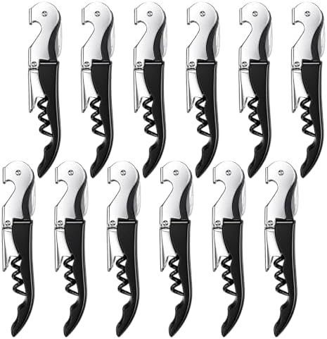 12 Pack Black Wine Key Corkscrew, Stainless Steel Waiter's Opener