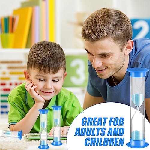 24 Pcs 5 Minute Sand Timer Plastic Hourglass 5 Min Visual Timer Mini Classroom Small Shower Hourglass for Teacher Classroom School Must Haves Supplies Egg Sand Clock Kids Time Management(Blue)