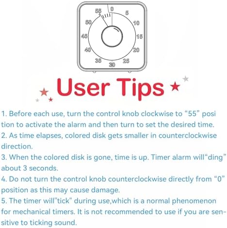 Secura 7.5-Inch Fruit Visual Timer for Kids, 60-Minute Countdown Timer for Classroom or Kitchen, Durable Mechanical Timer Clock with Magnetic Backing (Watermelon)
