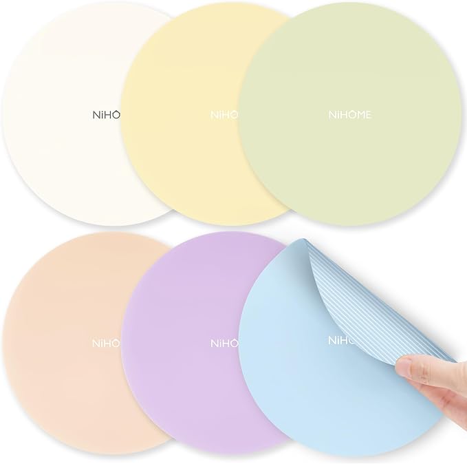 NiHome Silicone Jar Opener Gripper Pads, 6 In for Seniors, Light Candy,6 PC | Textured Back Pattern For Superior Grip, Food-Grade Silicone, Heat-Resistant Multi-Use Kitchen Pad For Jars, Pots, Spoons
