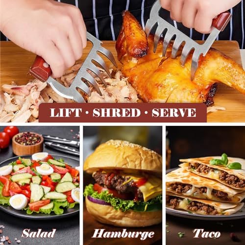 2 Pcs Meat Handler Shredder Claws,Chicken Shredder Claws, Stainless Steel Barbecue Meat Splitter For Shredding Handing Food.