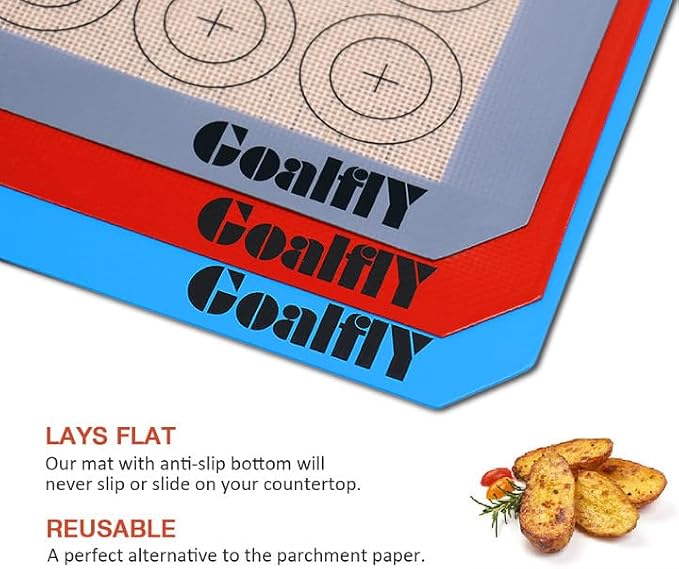 Silicone Macaron Baking Mat, Quarter Sheet (11.8 x 8.5 In), 3 Pack | Non-stick, Heat-resistant, Reusable, For Oven, Toaster, Baking Pan, Air Fryer