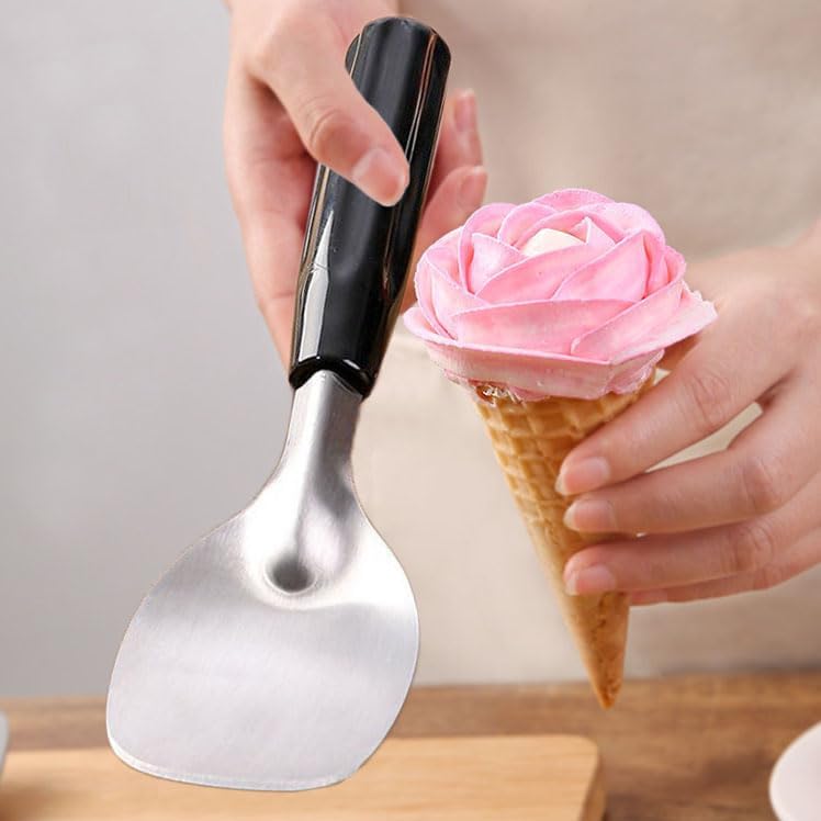 2-Pack Heavy Duty Stainless Steel Ice Cream Paddles, Flat Spade With Non-Slip Grip, For Hard & Soft Serve Desserts, Commercial & Home Use