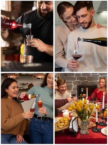 Animal Wine Pourer Spout, Drip Free Bottle Pourer & Stopper for Wine and Liquor Bottles, Funny Gift for Men, Dad, Hostess and Housewarming, Bar Cart Accessory for Holiday Party Decor, Multiple Animal