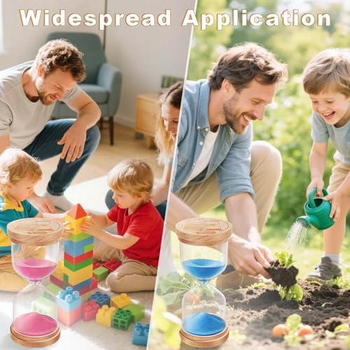 1 Minute Sand Timer, Wooden Sand Clock for Kids, Wood Hourglass, Small Sandglass 1 Min for Classroom, Game, Decorative, Toothbrush (Blue)