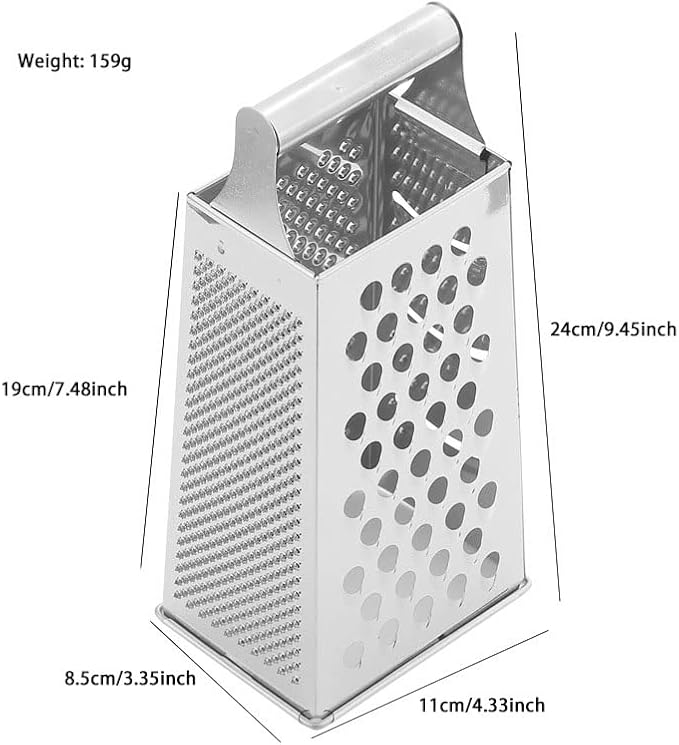 Box Grater for Kitchen, 4 Sided Box Cheese Grater, Stainless Steel Silver Box Grader for Cheese, Potato, Carrot Peeler and Slicer, Kitchen Gadgets Accessories Dishwasher Safe