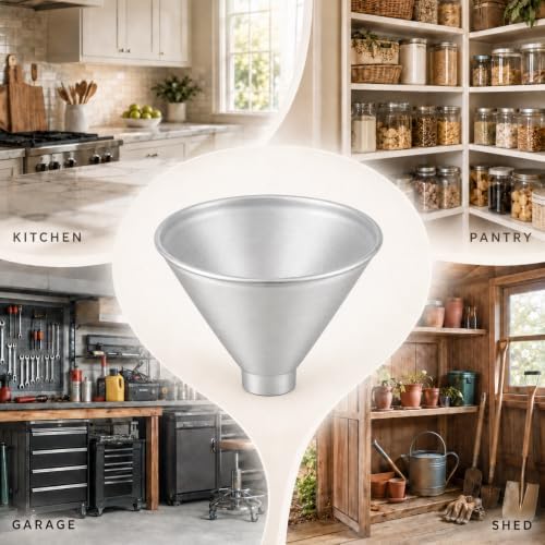 HIC Kitchen Wide-Mouth Aluminum Funnel for Liquids and Dry Goods, 2-Ounce