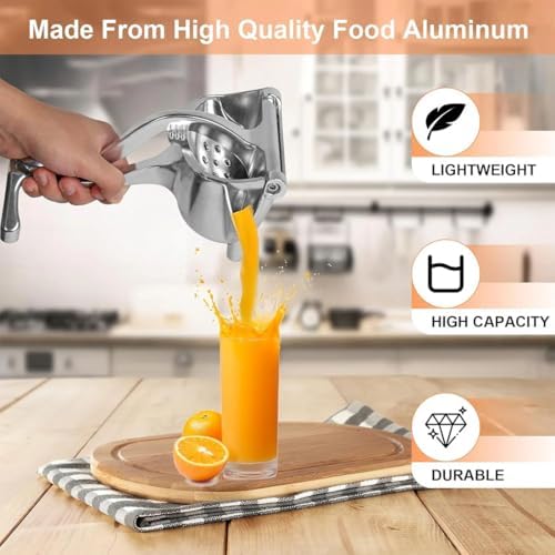 Hand Juicer Squeezer- Hydrogen Alloy Juicer, Aluminum Manual Press Juicer, Stainless Steel Lemon Squeezer Citrus Juicer, Heavy Duty Hand Manual Extractor for Lemon, Orange, Lime (7.7*4.7*3in, 2Pcs)