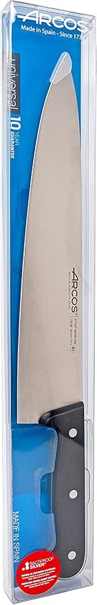 Arcos Chef Knife 12 Inch Stainless Steel. Cooking Knife to Cut and Peel Small Food. Ergonomic Polyoxymethylene Handle and 300mm Blade. Series Universal. Color Black