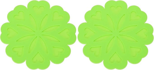 uxcell 2Pcs Silicone Trivet Mats, Flower Pattern Silicone Pad Hot Pad Pan Protectors Table Protector Heat Resistant Mat for Countertop, Hot Dishes, Hot Pots and Pans, Green