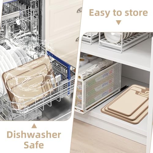 4 Piece Plastic Cutting Board Set for Kitchen Dishwasher Safe,Food Safety, Non-Slip Design, Ideal for Meat and Vegetable Prep
